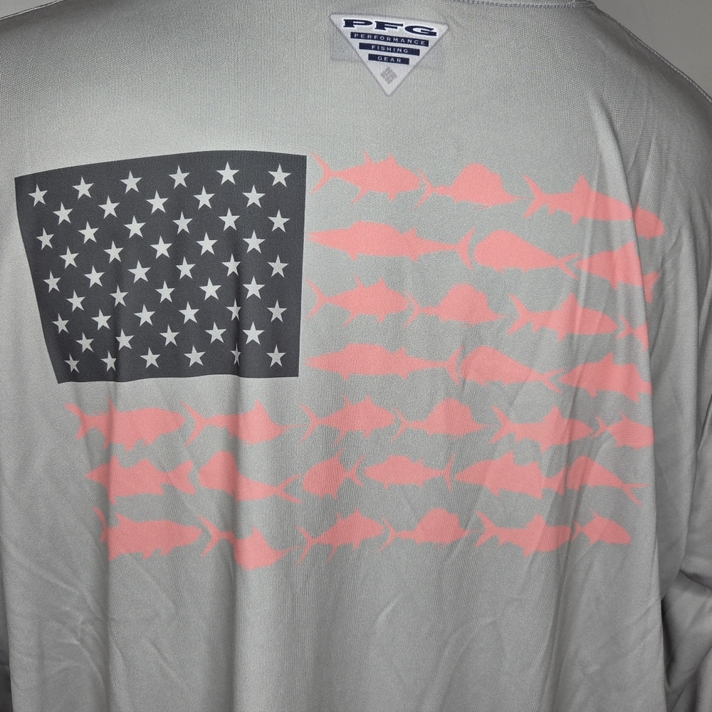NWT Columbia XL PFG Fish Flag Gray long Sleeves Shirt - Picture 6 of 11